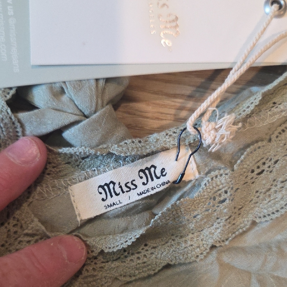 Miss Me Light Green Lace Blouse - Picture 2 of 5